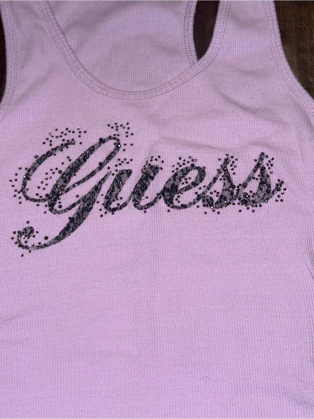 Guess Lilac Rhinestone Script Tank Top - Picture 2 of 4